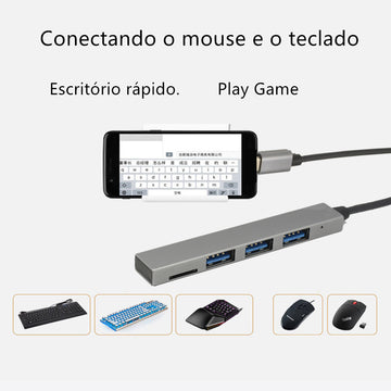 Usb C Hub Usb 2.0 + Leitor De Cartão Micro Sd Type C 2.0